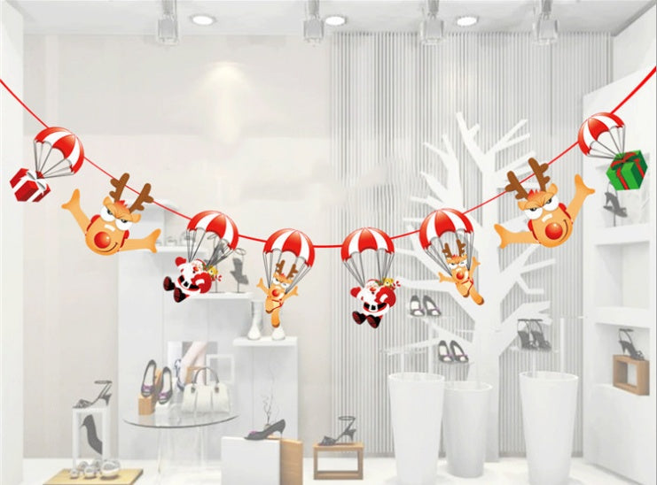 HKM-149587 Cartoon Hanging Flag Christmas Ornament - Paper, 20x30cm