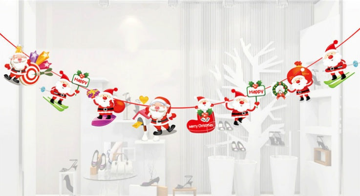 HKM-149587 Cartoon Hanging Flag Christmas Ornament - Paper, 20x30cm