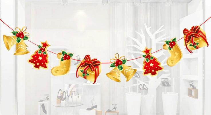 HKM-149587 Cartoon Hanging Flag Christmas Ornament - Paper, 20x30cm