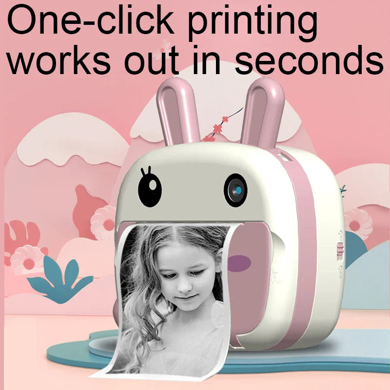 HKM-149715 Mini Cartoon Rabbit Instant Digital Print Camera with Wi-Fi for Kids Age 6+