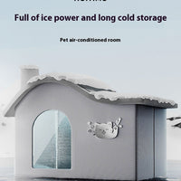HKM-149779 Pet Air-Conditioned Cooling House for Cats and Dogs - Medium Size, Includes Ice Bags and Mesh Bags
