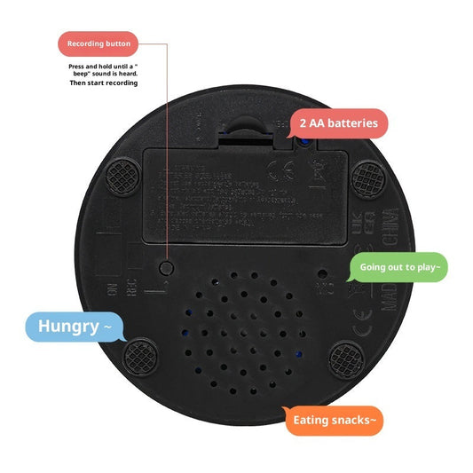 HKM-149907 Pet Button Speaker Plush Sound Box with 30-Second Recording - Multi-Color Options Available