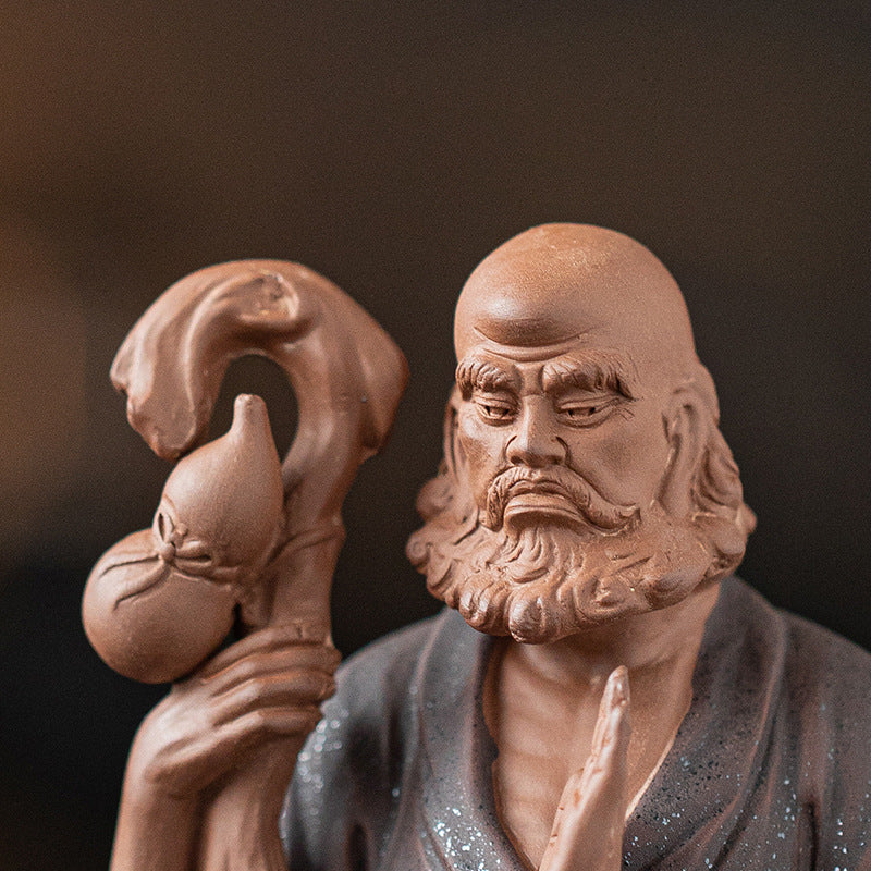 HKM-149907 Zen-Inspired Ceramic Ancestor Ornament - Crossing the River by Bodhidharma in Dujiang DALMORE-Black