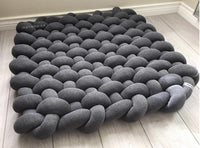 HKM-149971 Hand-Woven Anti-Slip Climbing Mat for Kids Room Decoration - Light Gray Pink, 85x70cm