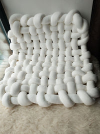 HKM-149971 Hand-Woven Anti-Slip Climbing Mat for Kids Room Decoration - Light Gray Pink, 85x70cm