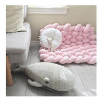 HKM-149971 Hand-Woven Anti-Slip Climbing Mat for Kids Room Decoration - Light Gray Pink, 85x70cm