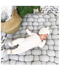 HKM-149971 Hand-Woven Anti-Slip Climbing Mat for Kids Room Decoration - Light Gray Pink, 85x70cm