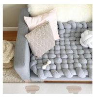 HKM-149971 Hand-Woven Anti-Slip Climbing Mat for Kids Room Decoration - Light Gray Pink, 85x70cm