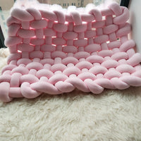 HKM-149971 Hand-Woven Anti-Slip Climbing Mat for Kids Room Decoration - Light Gray Pink, 85x70cm