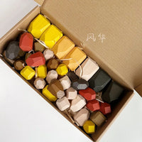 HKM-149971 Wooden Rainbow Stacking Blocks - 36pcs Educational Toy for Kids, Enhances Hand-Eye Coordination and Creativity