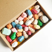 HKM-149971 Wooden Rainbow Stacking Blocks - 36pcs Educational Toy for Kids, Enhances Hand-Eye Coordination and Creativity