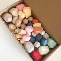 HKM-149971 Wooden Rainbow Stacking Blocks - 36pcs Educational Toy for Kids, Enhances Hand-Eye Coordination and Creativity