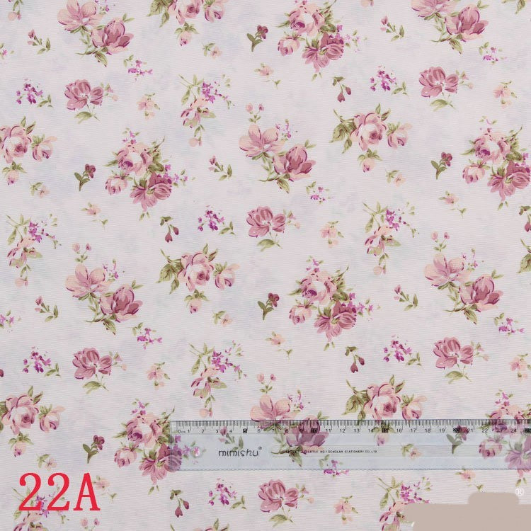 HKM-150035 Coffee Heart Shape Floral Print Peach Skin Polyester Fabric, 150cm Width, 80-90g Weight, Ideal for Crafts and Home Decor