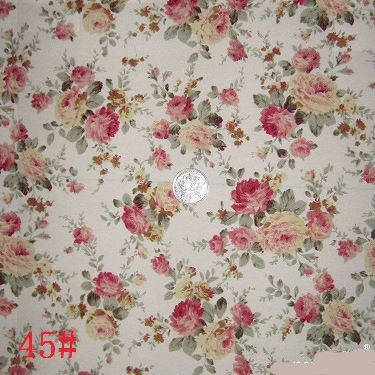 HKM-150035 Coffee Heart Shape Floral Print Peach Skin Polyester Fabric, 150cm Width, 80-90g Weight, Ideal for Crafts and Home Decor