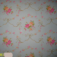 HKM-150035 Coffee Heart Shape Floral Print Peach Skin Polyester Fabric, 150cm Width, 80-90g Weight, Ideal for Crafts and Home Decor