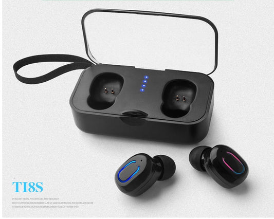 HKM-150035 Wireless Bluetooth Headset TI8S - TWS Earbuds with 5.0 Connectivity for Clear Binaural Calls