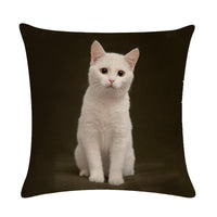 HKM-150099 Cute Kitten Linen Cushion Cover - Modern Simplicity, 45x45cm