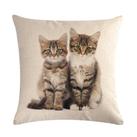 HKM-150099 Cute Kitten Linen Cushion Cover - Modern Simplicity, 45x45cm