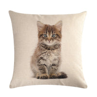 HKM-150099 Cute Kitten Linen Cushion Cover - Modern Simplicity, 45x45cm