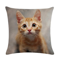 HKM-150099 Cute Kitten Linen Cushion Cover - Modern Simplicity, 45x45cm