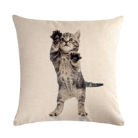 HKM-150099 Cute Kitten Linen Cushion Cover - Modern Simplicity, 45x45cm