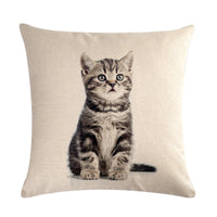 HKM-150099 Cute Kitten Linen Cushion Cover - Modern Simplicity, 45x45cm