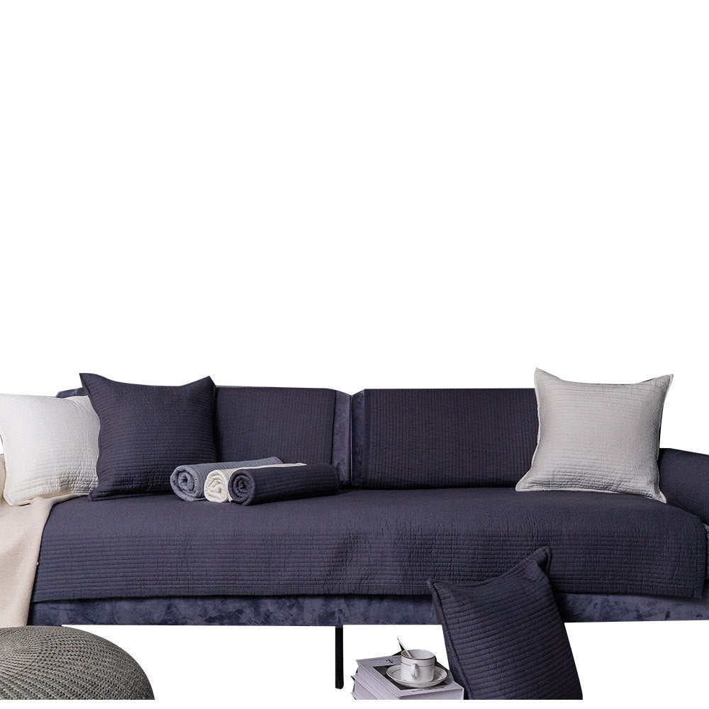 HKM-150291 Elegant Cotton Non-Slip Sofa Cushion Cover in Solid Colors