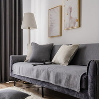 HKM-150291 Elegant Cotton Non-Slip Sofa Cushion Cover in Solid Colors