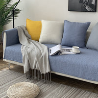 HKM-150291 Elegant Cotton Non-Slip Sofa Cushion Cover in Solid Colors