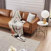 HKM-150291 Pure Cotton Geometric Pattern Blanket for Sofa in Light Blue and Beige - Large, 120cm x 170cm