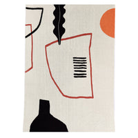 HKM-150291 Pure Cotton Geometric Pattern Blanket for Sofa in Light Blue and Beige - Large, 120cm x 170cm