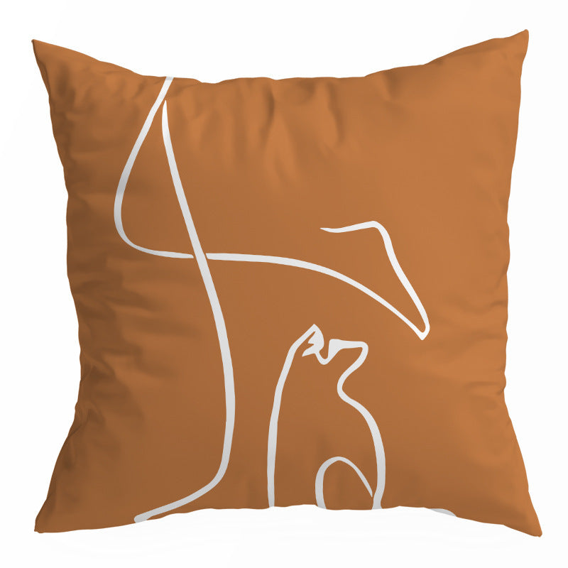 HKM-150355 Nordic Abstract Geometric Throw Pillow Cover in Peach Skin - 45x45CM