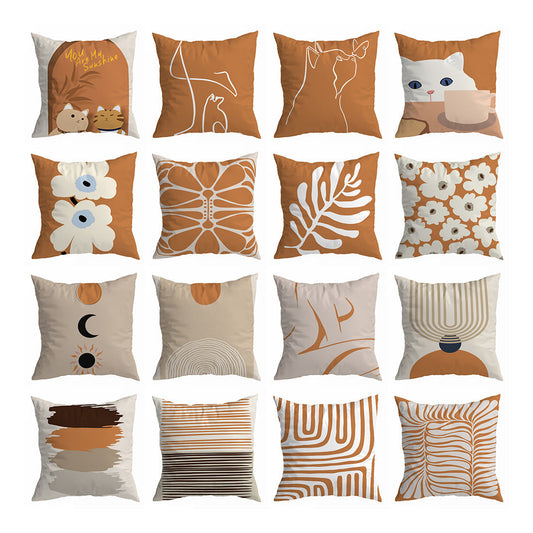 HKM-150355 Nordic Abstract Geometric Throw Pillow Cover in Peach Skin - 45x45CM