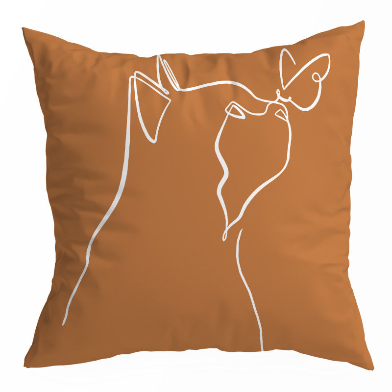 HKM-150355 Nordic Abstract Geometric Throw Pillow Cover in Peach Skin - 45x45CM