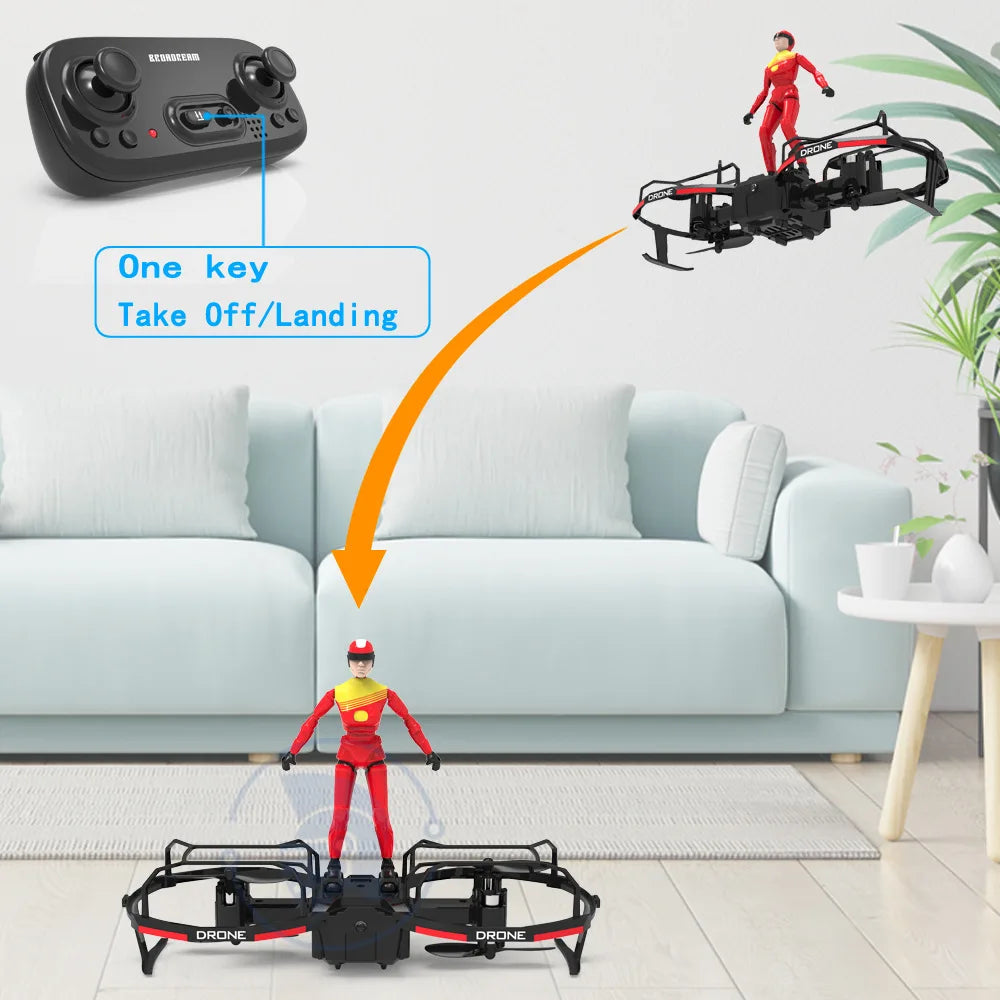 HKM-150547 3-in-1 2.4G Mini Remote Control Drone with Stunt Parachute for Kids