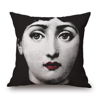 HKM-150675 Retro Black Beauty Cotton Linen Character Pillowcase for Sofa Decor