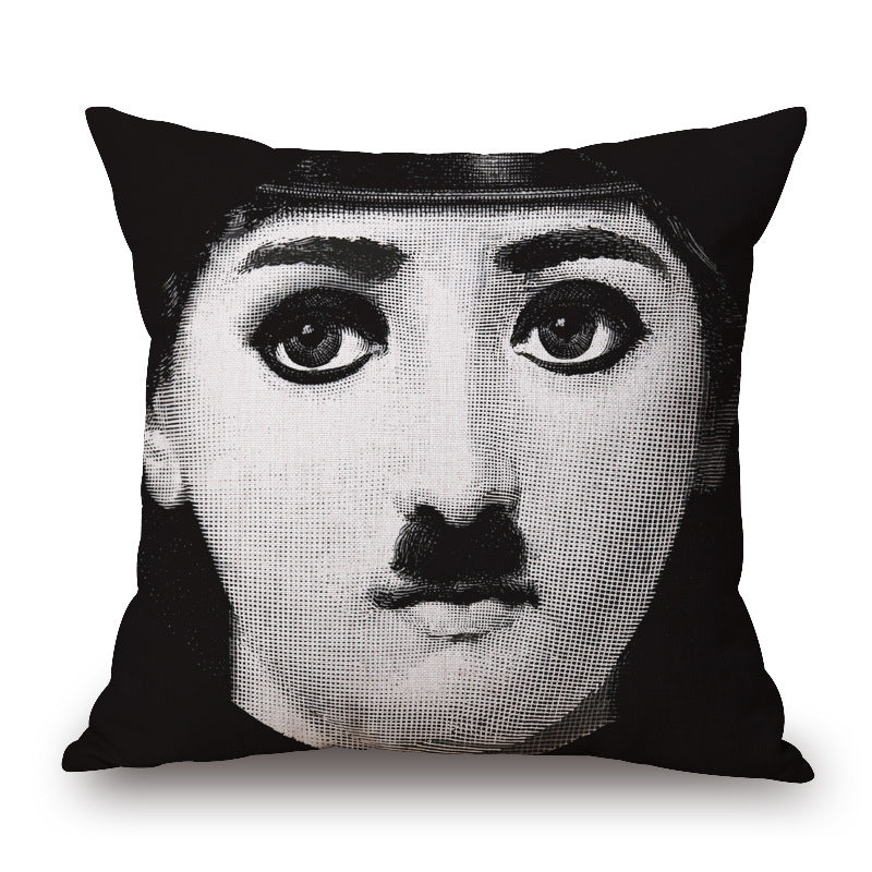 HKM-150675 Retro Black Beauty Cotton Linen Character Pillowcase for Sofa Decor