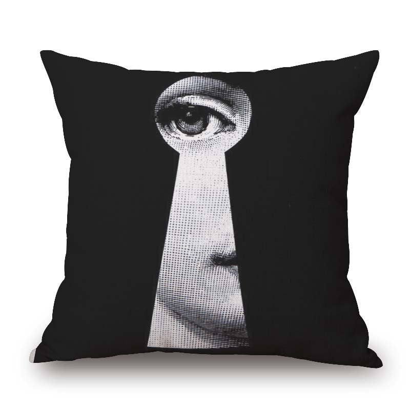 HKM-150675 Retro Black Beauty Cotton Linen Character Pillowcase for Sofa Decor