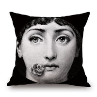 HKM-150675 Retro Black Beauty Cotton Linen Character Pillowcase for Sofa Decor