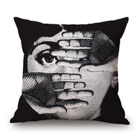 HKM-150675 Retro Black Beauty Cotton Linen Character Pillowcase for Sofa Decor