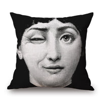 HKM-150675 Retro Black Beauty Cotton Linen Character Pillowcase for Sofa Decor