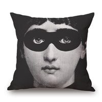 HKM-150675 Retro Black Beauty Cotton Linen Character Pillowcase for Sofa Decor