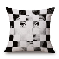 HKM-150675 Retro Black Beauty Cotton Linen Character Pillowcase for Sofa Decor