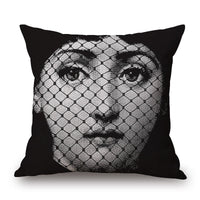 HKM-150675 Retro Black Beauty Cotton Linen Character Pillowcase for Sofa Decor