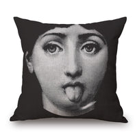HKM-150675 Retro Black Beauty Cotton Linen Character Pillowcase for Sofa Decor