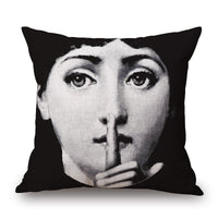 HKM-150675 Retro Black Beauty Cotton Linen Character Pillowcase for Sofa Decor