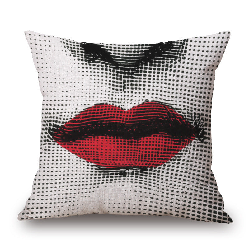 HKM-150675 Retro Black Beauty Cotton Linen Character Pillowcase for Sofa Decor