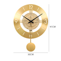 HKM-150867 Elegant Metal Wall Clock with Pendulum - Pure Copper Finish, 30CM & 41CM Sizes available