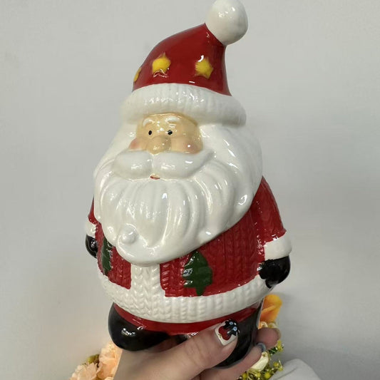 KTX-150931 Ceramic Santa Claus Decorative Storage Tank for Holiday Gifting and Home Decor