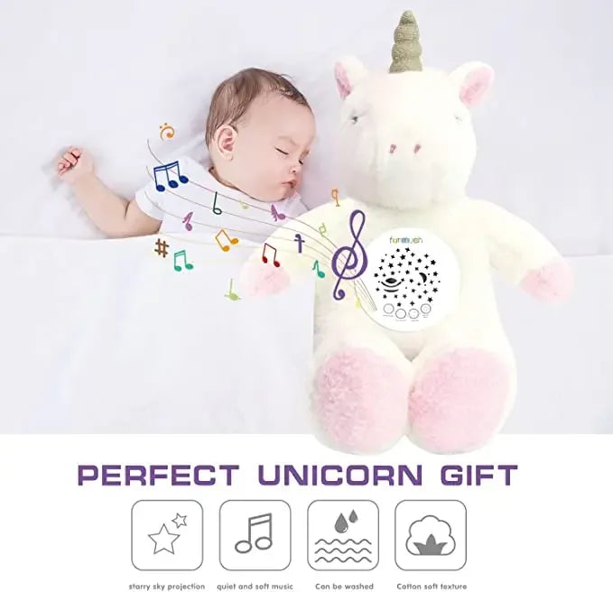 Exquisite Light Music Projection Unicorn and Bunny Plush Toys for Kids